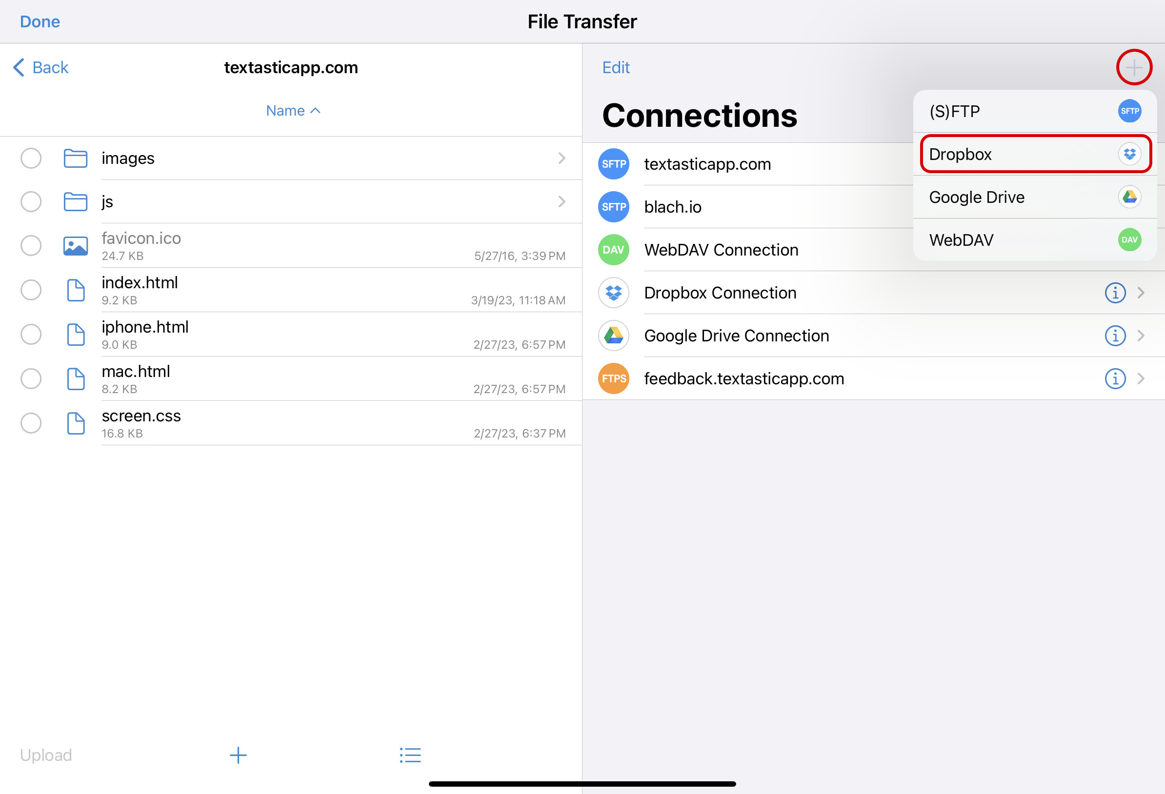 Add Dropbox Connection