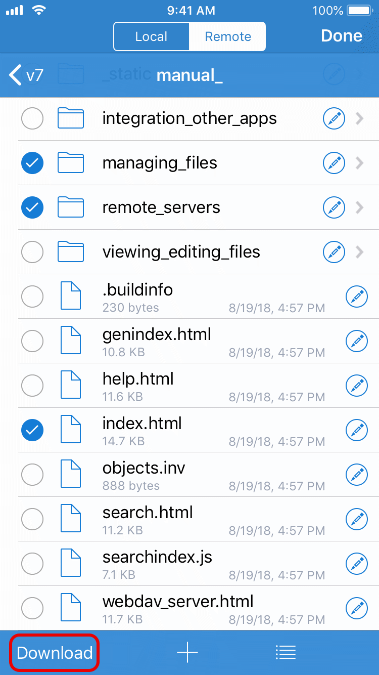 Select files to download