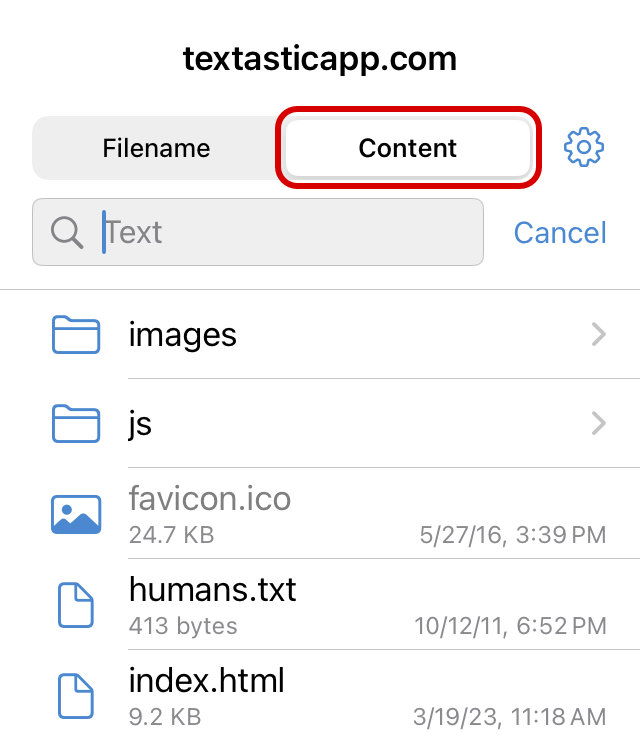 Searching file content