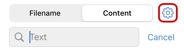 Search settings button