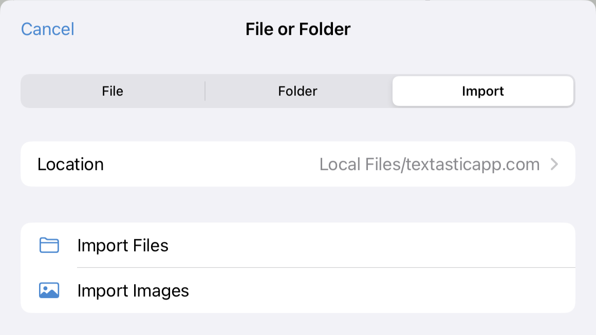 Import files and images