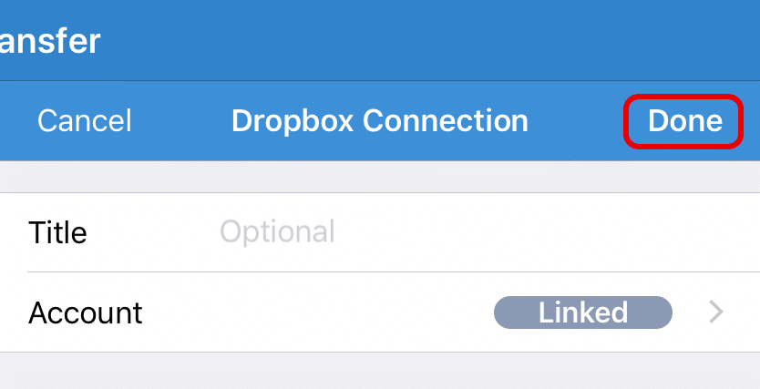 Save Dropbox connection
