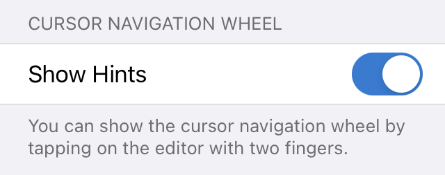 Cursor navigation wheel setting