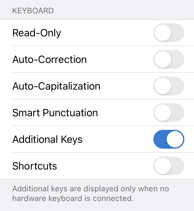 Keyboard settings