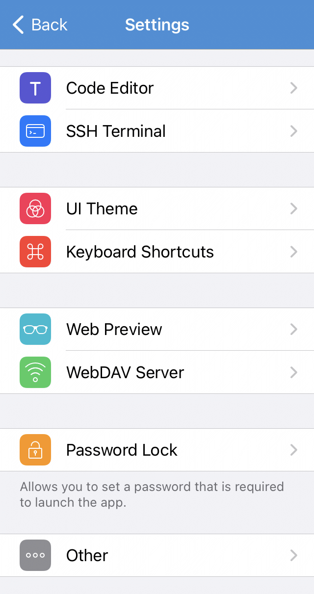 Settings overview