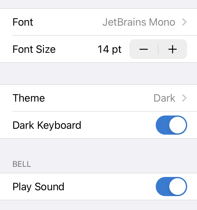 SSH terminal settings