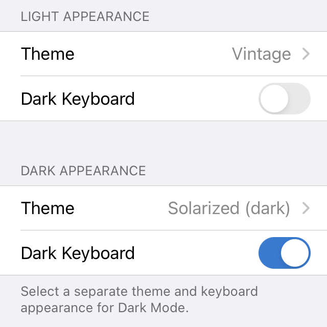 Theme settings