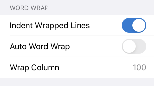 Word wrap settings