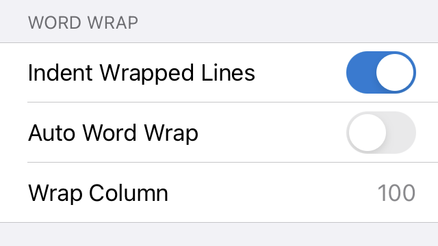 Word wrap settings