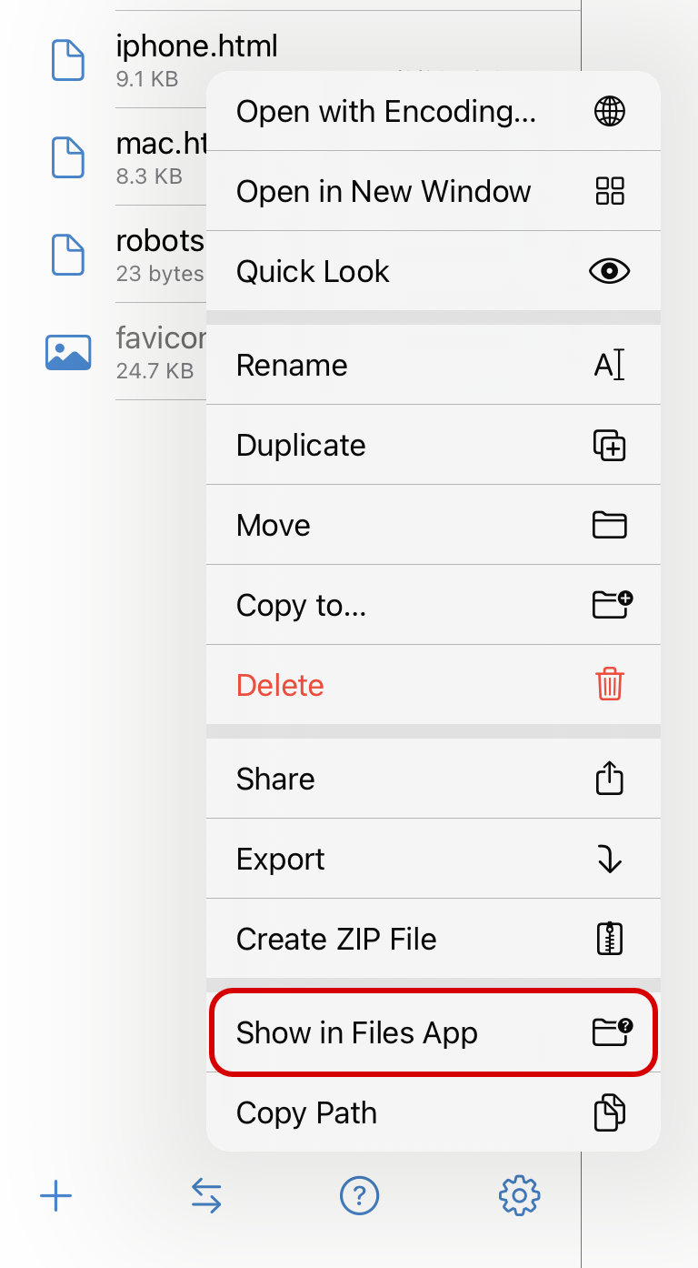 Show in Files App