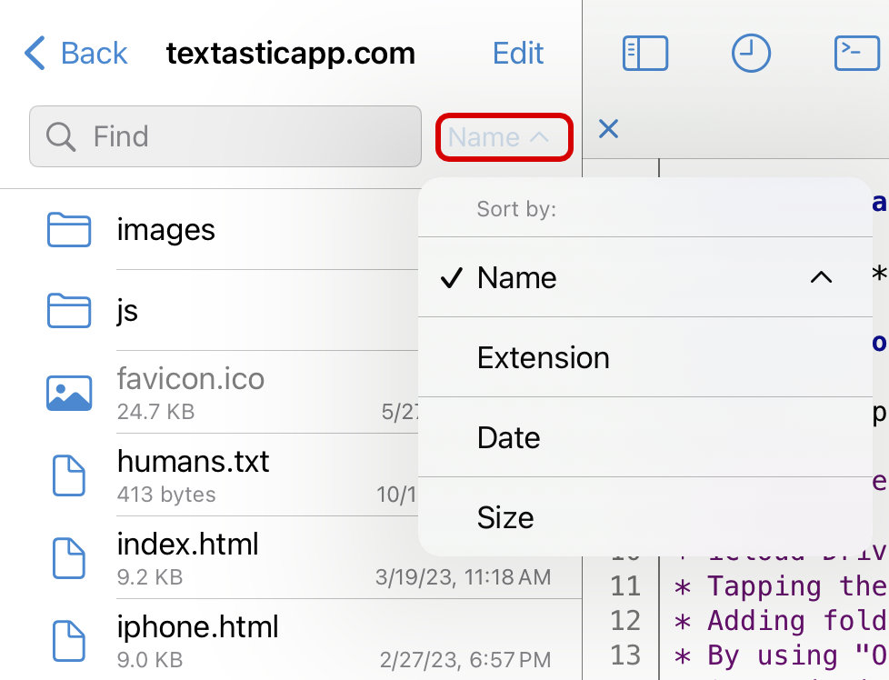 Changing the sort order of files