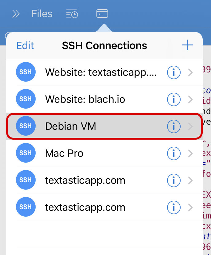 Choose SSH connection