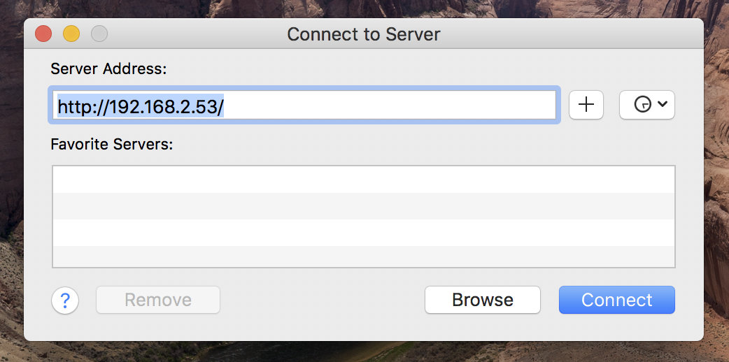 Connect to Server dialog