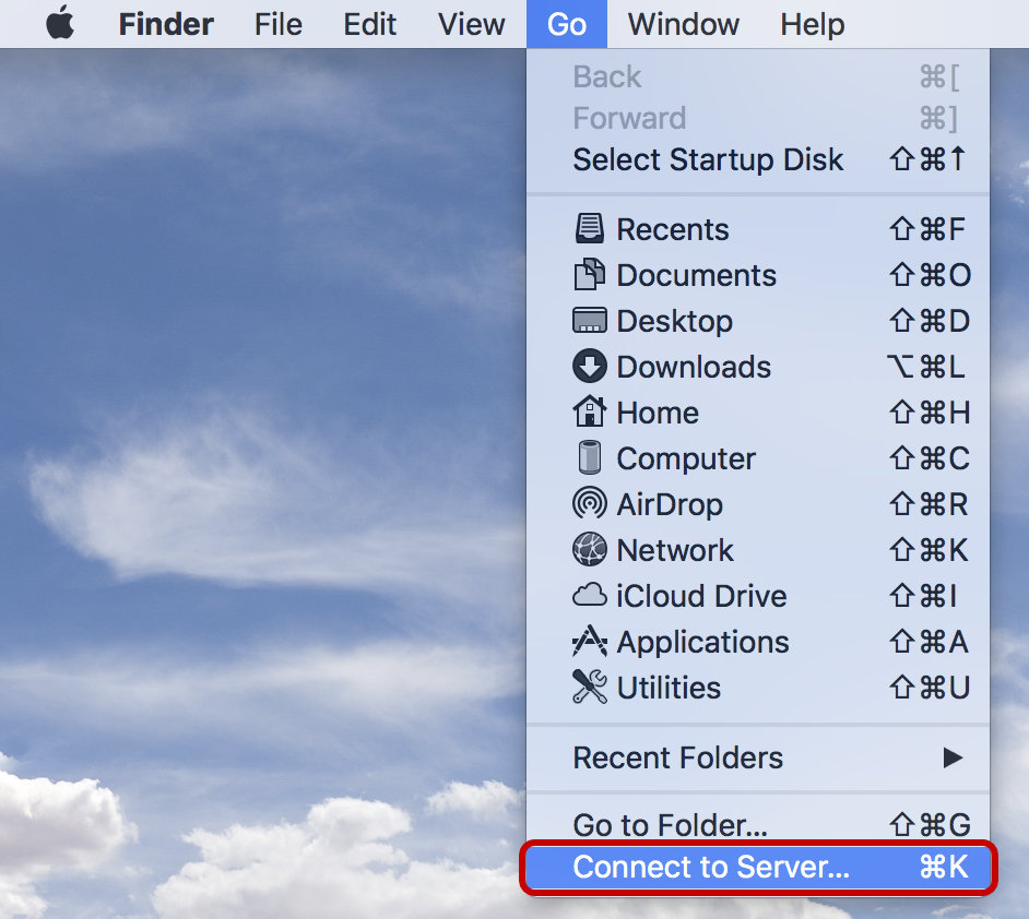 Go > Connect to Server…