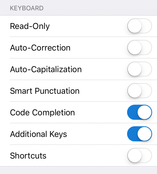 Keyboard settings