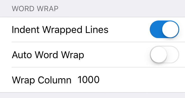 Word wrap settings