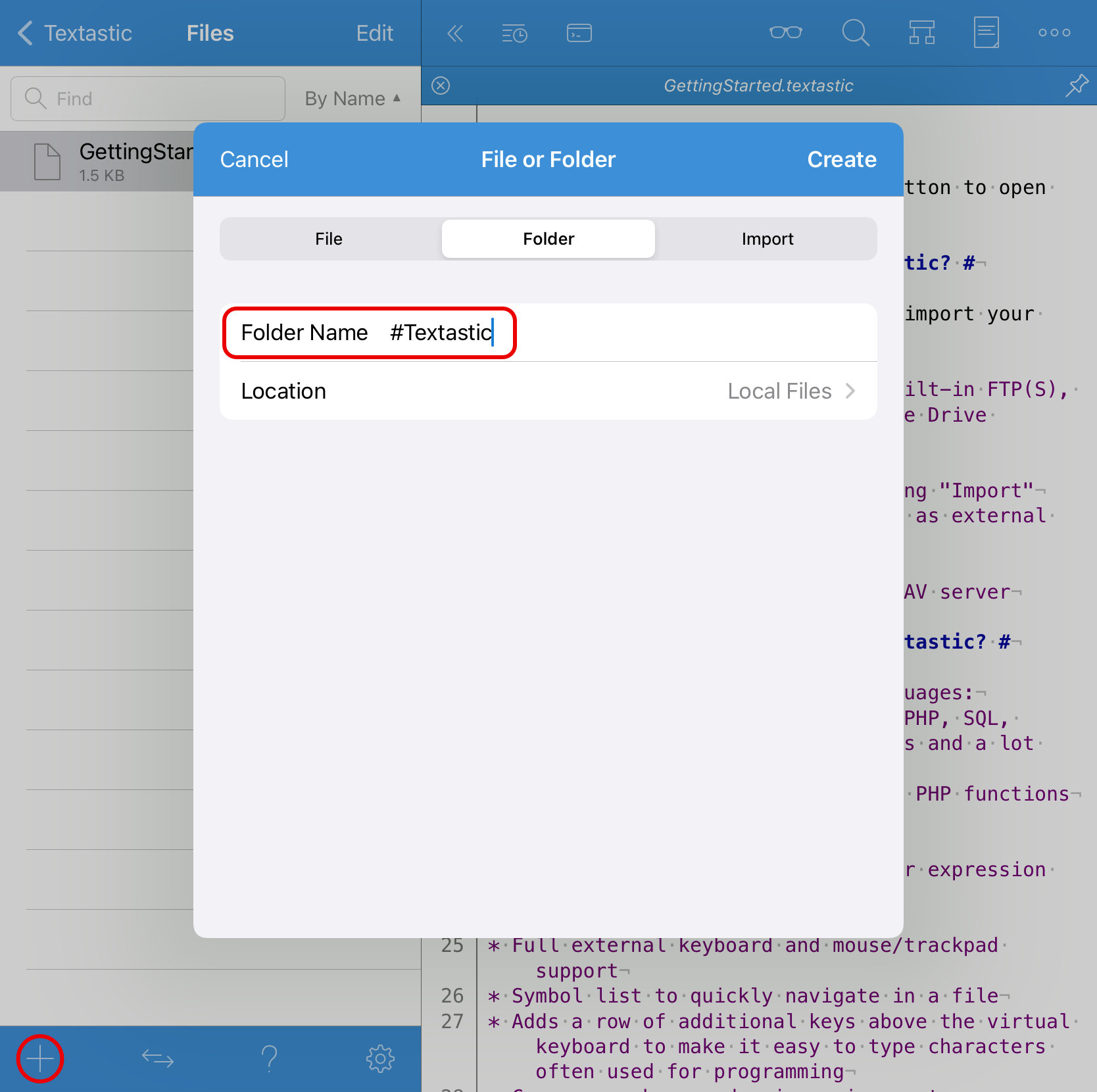 Add folder #Textastic