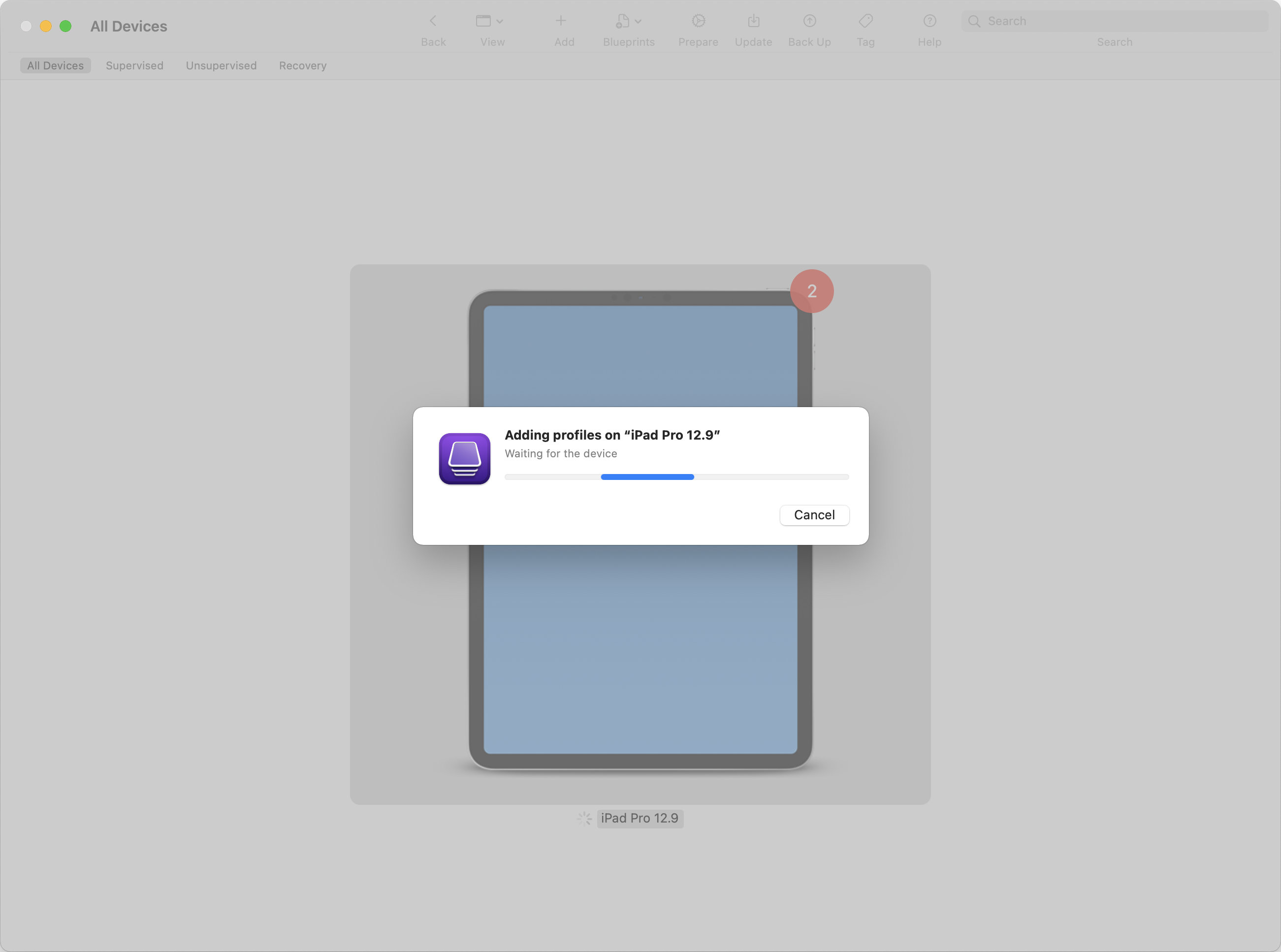 Add Profile to device in Apple Configurator 2