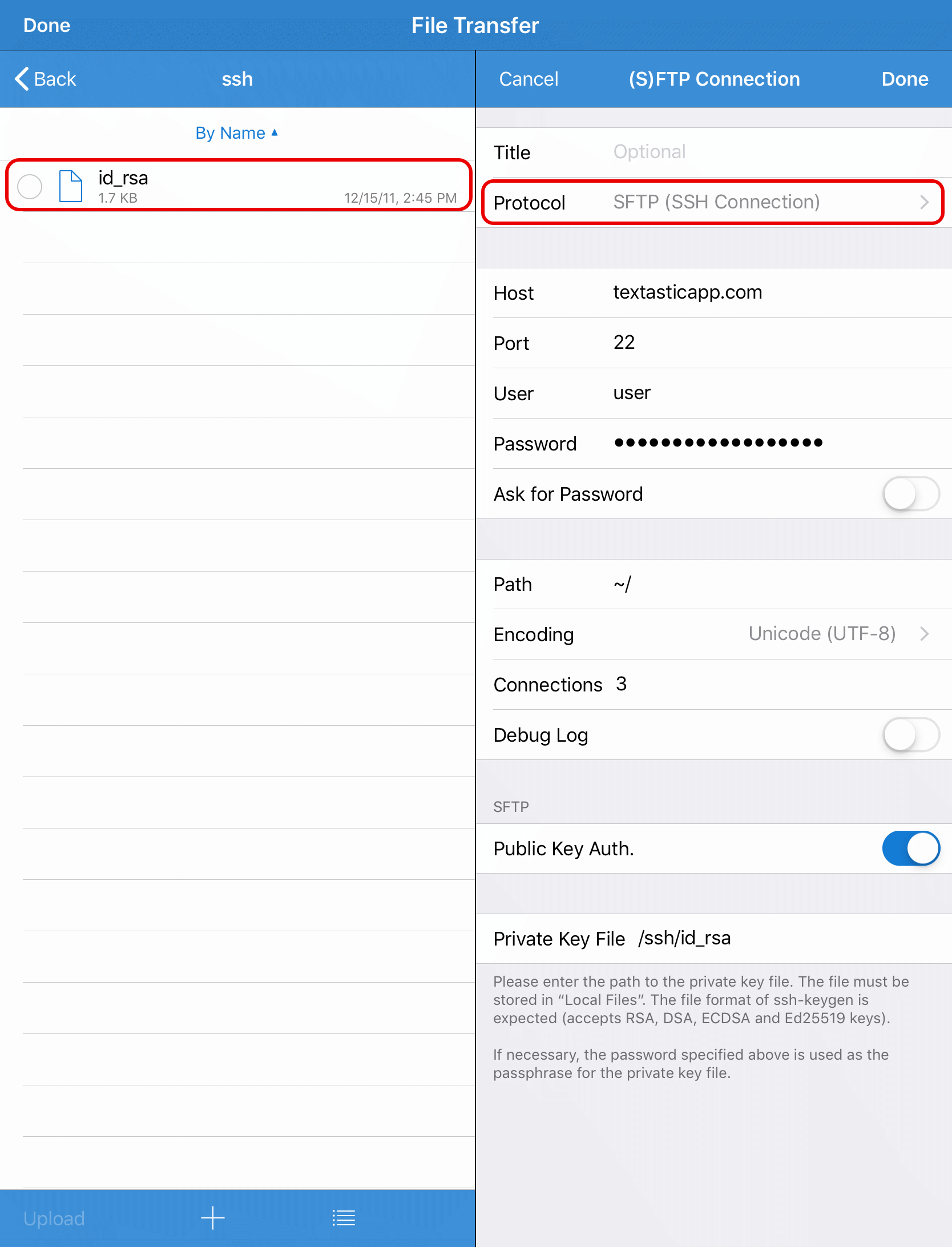 Configure an SFTP connection