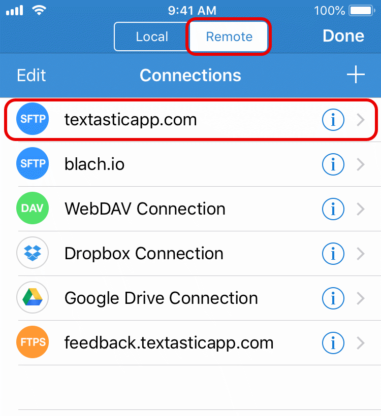 Connect to remote server