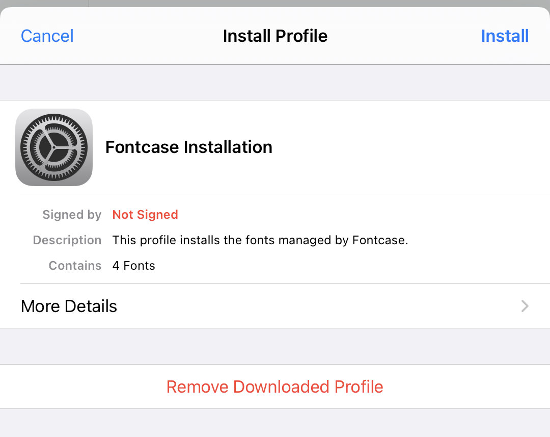 Install profile in Settings