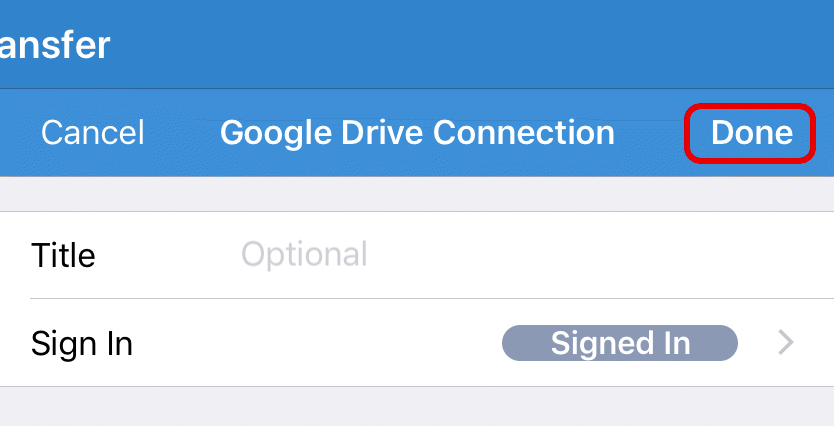 Save Google Drive connection