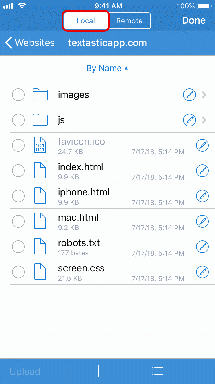 Select local folder on iPhone