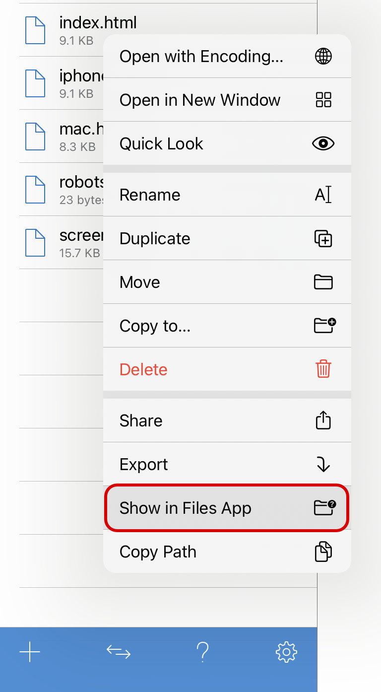 Show in Files App